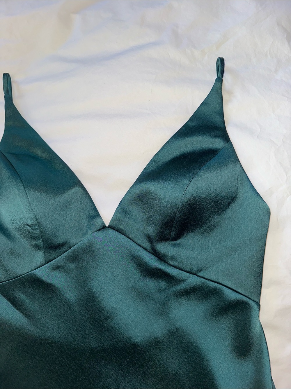 JENNY YOO SATIN EMERALD DRESS